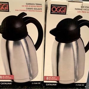 NWT (2) Oggi Catalina 18/8 stainless steel thermal vacuum carafes